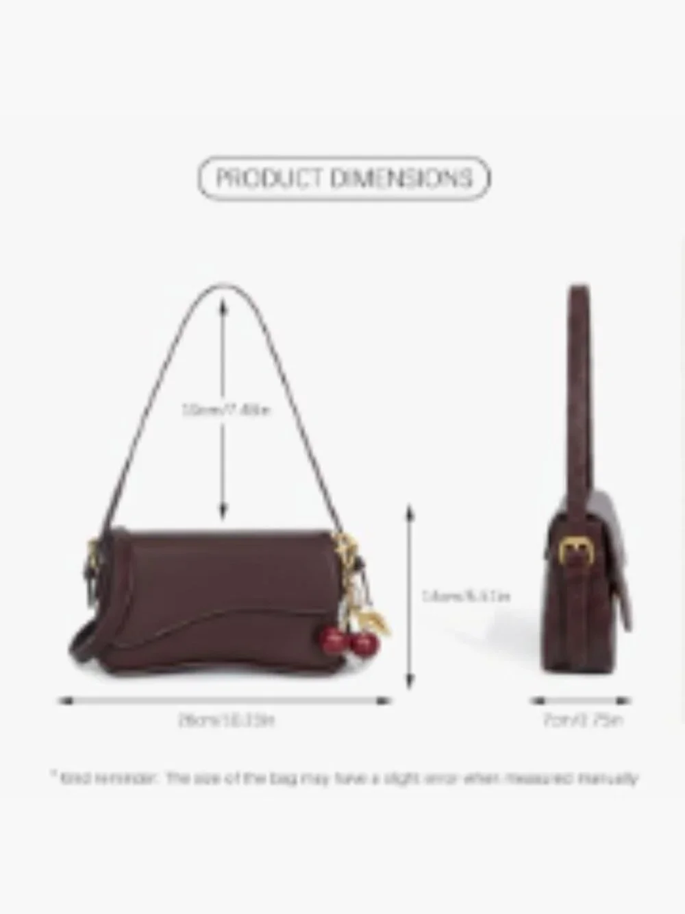 Women's Hobo Bag with Cherry Pendant Crossbody Shoulder Purse Y2K Detachable
